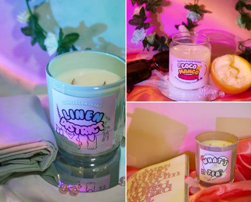 Cozy candles for home cover photo collage