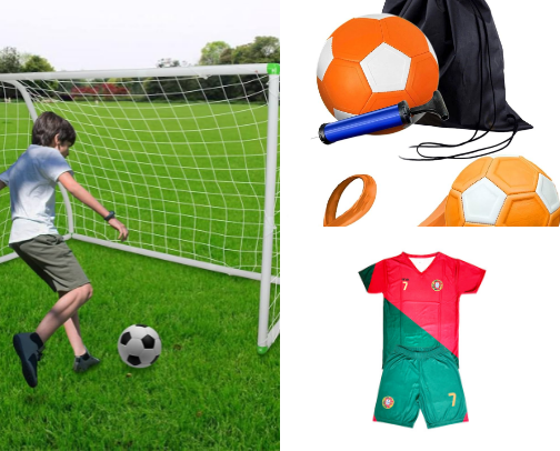 Soccer fans, kids items cover photo collage
