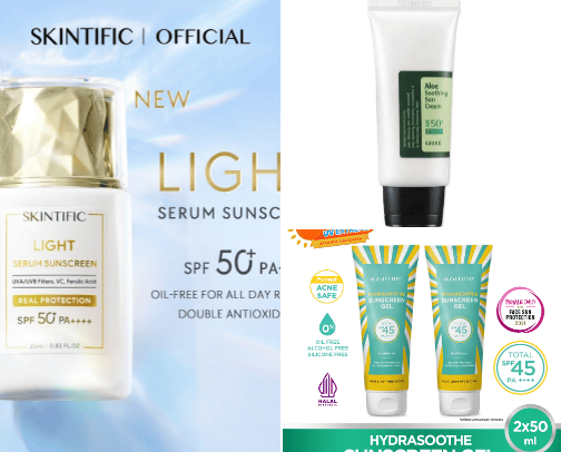 Rekomendasi sunscreen untuk kulit berminyak cover photo collage
