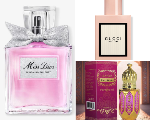 Elegant high class brand perfumes for women cover photo collage
