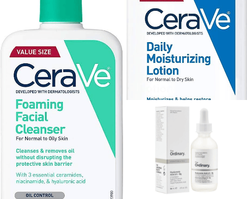 skincare recs as an acne girly cover photo collage