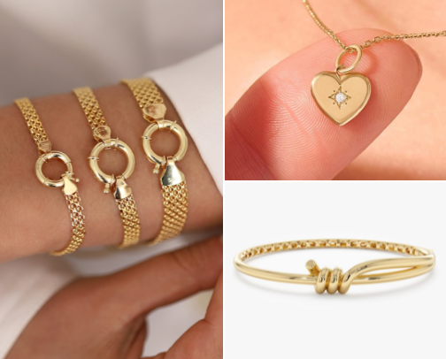 Simple and timeless gold jewelry cover photo collage
