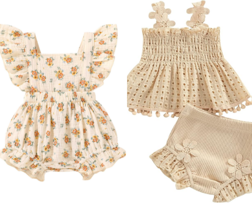 Neutral baby girl outfits cover photo collage