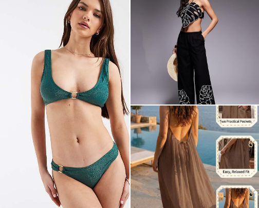 Summer coming!! Woman cozy dress summer party cover photo collage