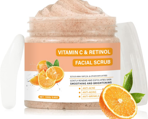 Facial scrub and exfoliating cleanser cover photo collage
