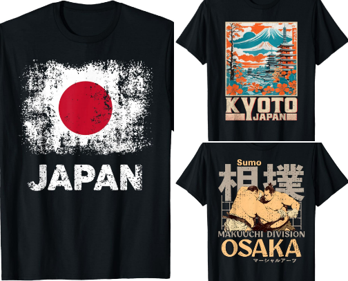 Japanese-style graphic tees cover photo collage