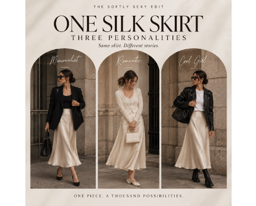#3 One Skirt, Three Personalities — Silk Skirt Edit cover photo collage