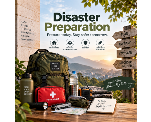 Disaster Prep : Prepare today. Stay safer tomorrow. cover photo collage