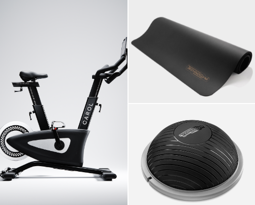 Exercise gym equipments cover photo collage