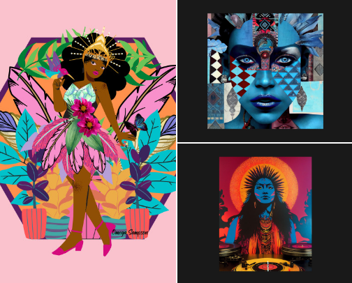 Divine Feminine: Goddess themed art & merchandise cover photo collage
