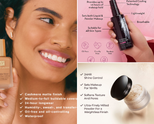 Makeup that actually lasts on oily skin 🤍 cover photo collage