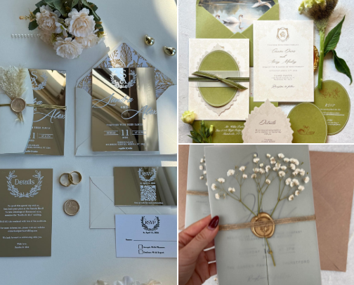Red / Burgundy Wedding Invitations cover photo collage