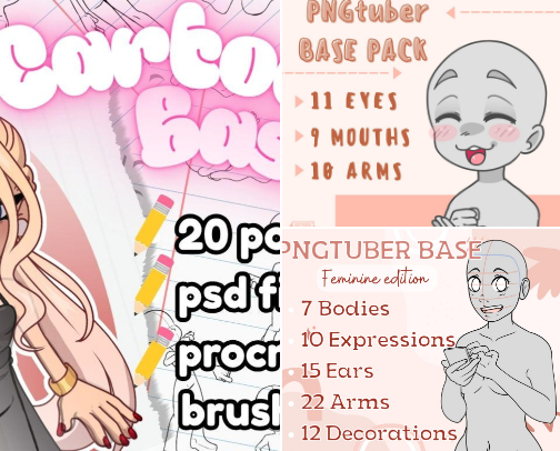 Etsy base packs for making your own characters! cover photo collage