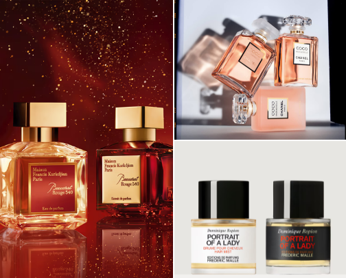Elegant & Sophisticated perfumes cover photo collage