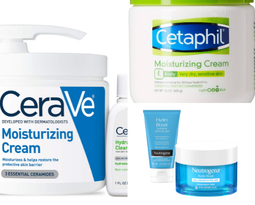 7 Drugstore Moisturizers That Actually Fix Flaky Skin Under $20 cover photo collage