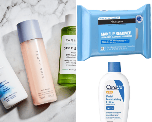 skincare routine cover photo collage