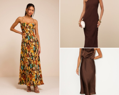 fall wedding guest dresses cover photo collage