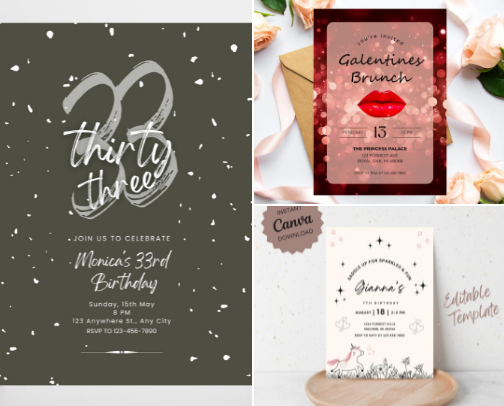 Birthday Invite Templates cover photo collage