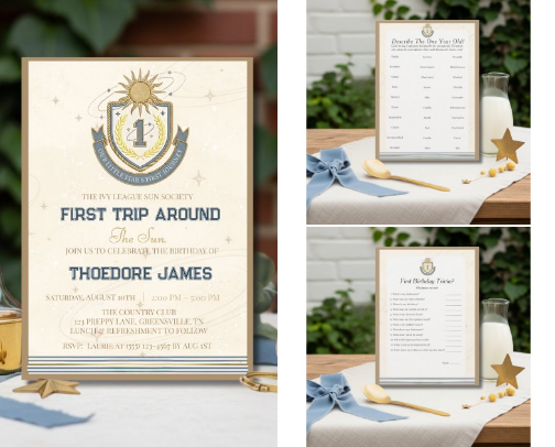 First Trip Around the Sun Birthday Party cover photo collage