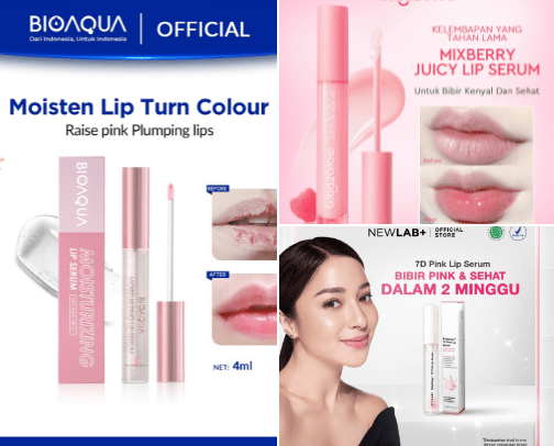 Recommendations for Indonesian lip serum, lip cream, lip tint cover photo collage