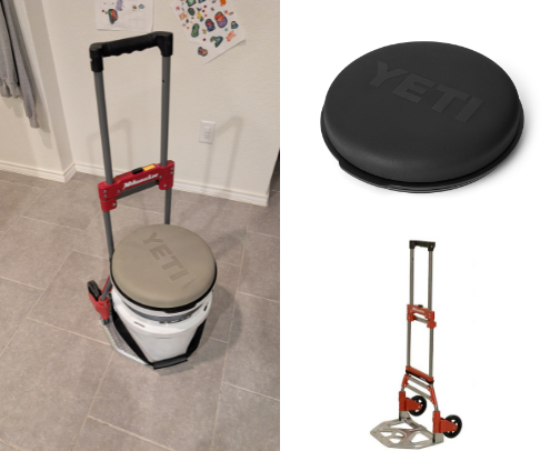 Yeti Tool bucket on wheels cover photo collage