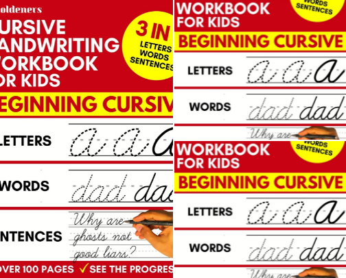 Read Online - Cursive Handwriting Workbook for Kids: 3-in-1 Writing Practice Book to Master Letters, Words & Sentences motivation picks cover photo collage
