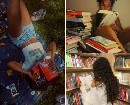 Just a curly girl and her reads cover photo collage