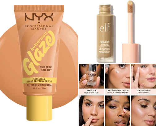 ‘Glazed donut skin’ makeup cover photo collage