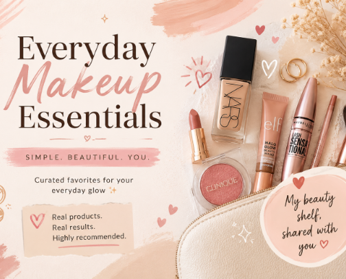 Everyday Makeup Essentials cover photo collage