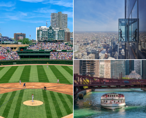 Chicago-town of so much fun🍱🍸🎢🏟️ cover photo collage