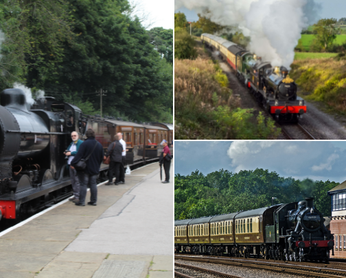UK heritage steam railways cover photo collage