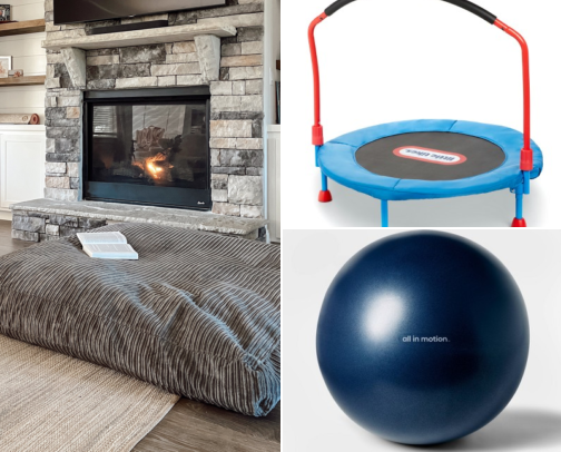heavy work at home: crash pads, compression + swings cover photo collage