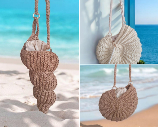 SEASONS FAVORITES CROCHET SHELL BAGS cover photo collage