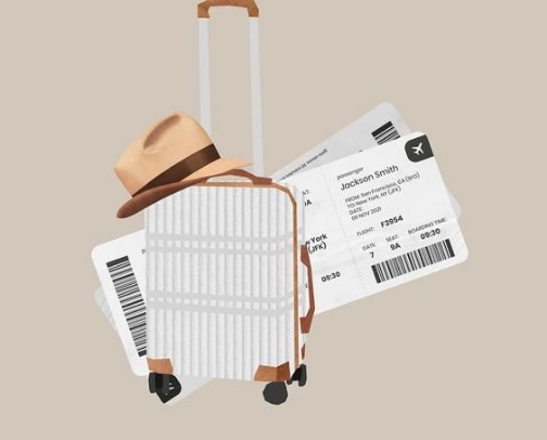 Essentials on lock, itinerary on top✈️ cover photo collage