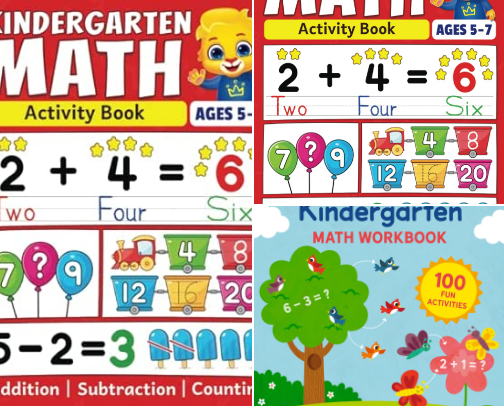 PDF Free - Kindergarten Math Activity Book: Addition, Subtraction, Learn to Count, Number Tracing, Money, Time, Word Problems & More | Kids Learning Activity ... Math Workbook for Kids Ages 5 to 7 Guide cover photo collage