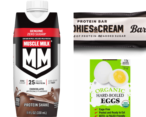 Favorite protein snacks / drinks cover photo collage