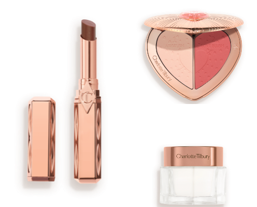 Charlotte Tilbury is a makeup brand known for its glamorous, effortless “red carpet glow” look. cover photo collage