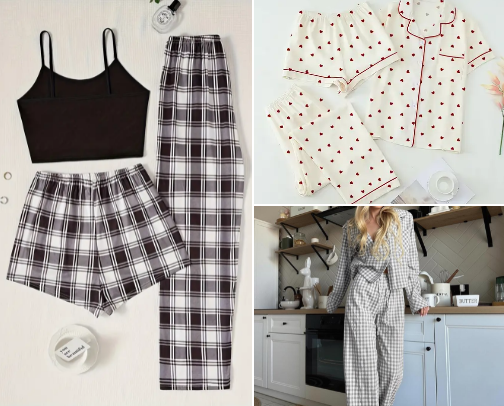 Aesthetic Pajama Sets for Women cover photo collage
