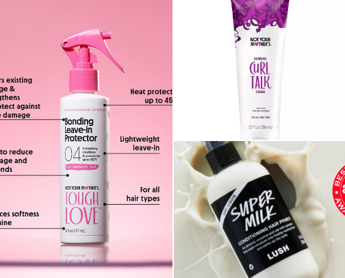 curly hair products 👩🏻‍🦱 cover photo collage