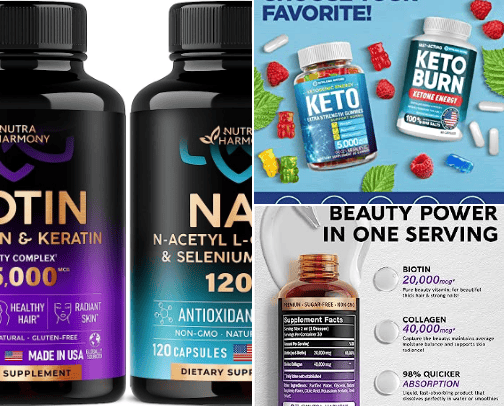 Vitamins kids & adults cover photo collage