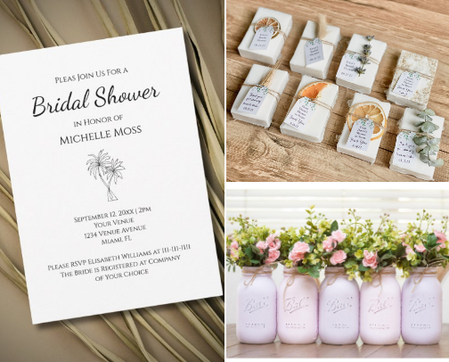 Elegant Stylish Bridal Shower Invitations and Supplies cover photo collage