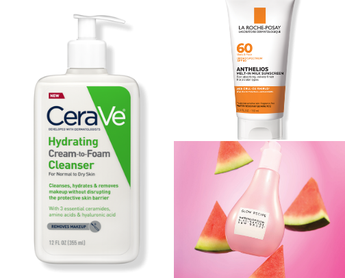 Skin care items cover photo collage