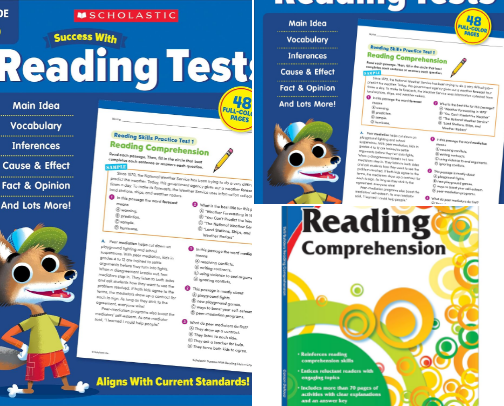 Free PDF - Scholastic Success with Reading Tests Grade 6 Workbook companion picks cover photo collage