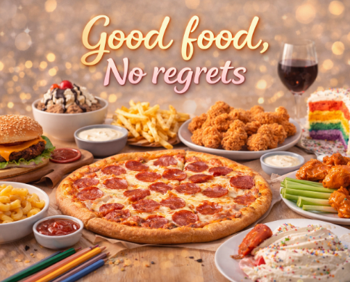 Good food, No regrets cover photo collage