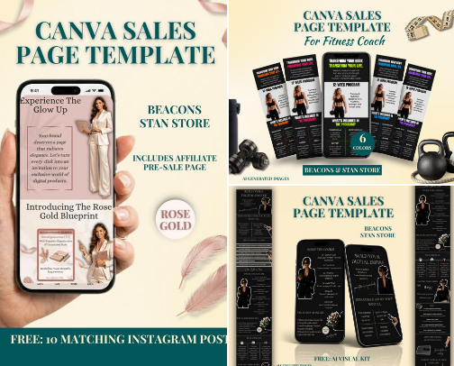 Canva Sales Pages for Creators cover photo collage