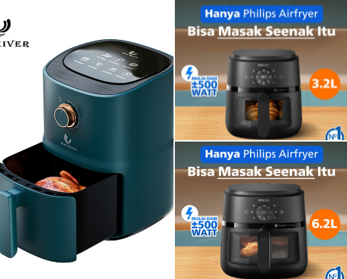 15 Air Fryer Low Watt Terbaik 2026: Goreng Sehat, Listrik Hemat & Anti Gagal cover photo collage