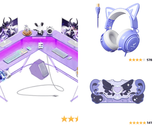 My Purple PC Set Up cover photo collage
