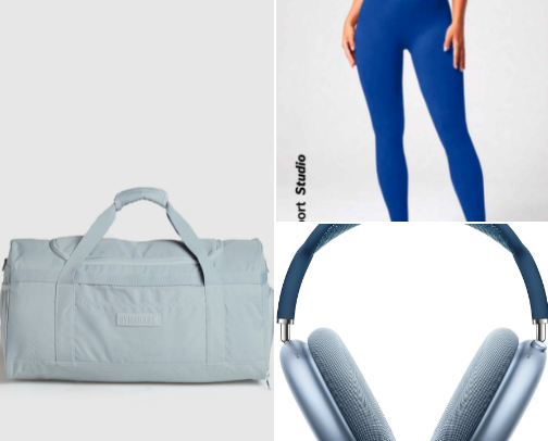 gym must haves for girlies💙🫐 cover photo collage