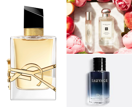 Luxury perfume favorites cover photo collage