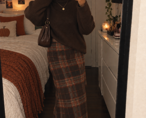 Chocolate Brown & Plaid Fall Mirror Selfie Inspo 🤎🍂 cover photo collage